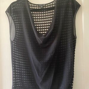 Eileen Fisher Cotton Black Mesh Women's Top